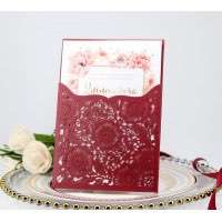 Wine Red  Wedding Invitation Card Marriage Card Laser Cut Paper 